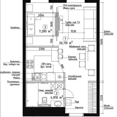 Студия площадью 30 м 2. 09