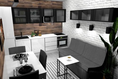 Проект кухни - гостиной, в современном стиле. 01