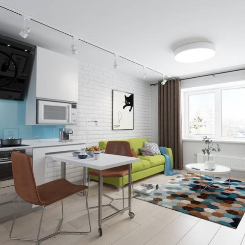 Дизайн интерьера в евродвушке 44, 5 кв.