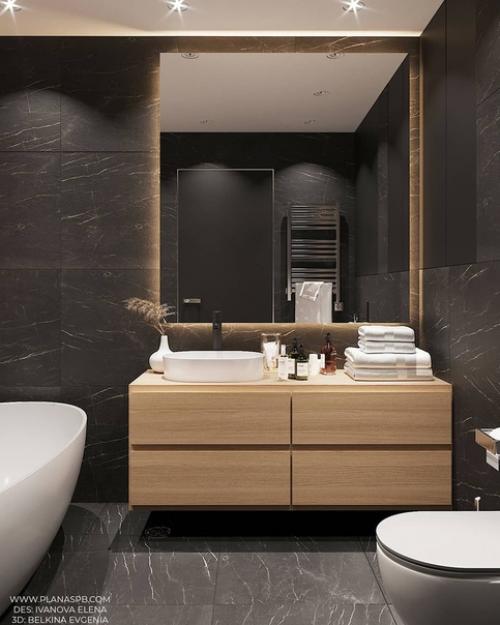 Сочетание теплого дерева и холодного камня - одно из выигрышных сочетаний в интерьере. 01