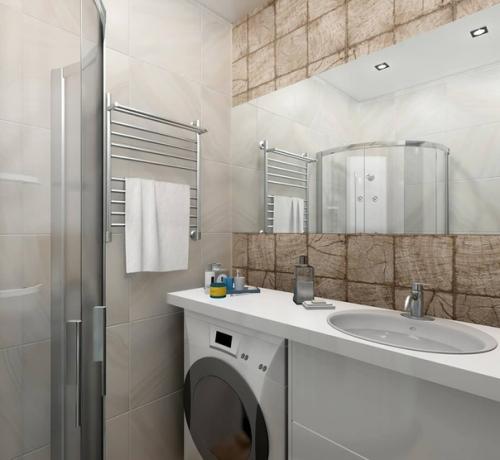 Совмещённый санузел: влезла стиралка, унитаз, столешка со врезной раковиной и душевая кабина на 900. 01