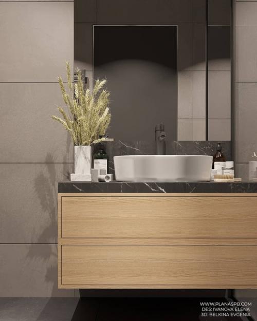 Сочетание теплого дерева и холодного камня - одно из выигрышных сочетаний в интерьере. 05