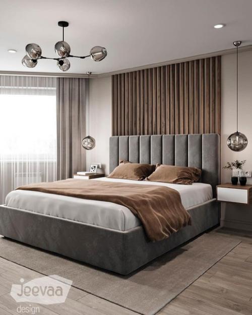 Спальня и кухня - гостиная из одного проекта.