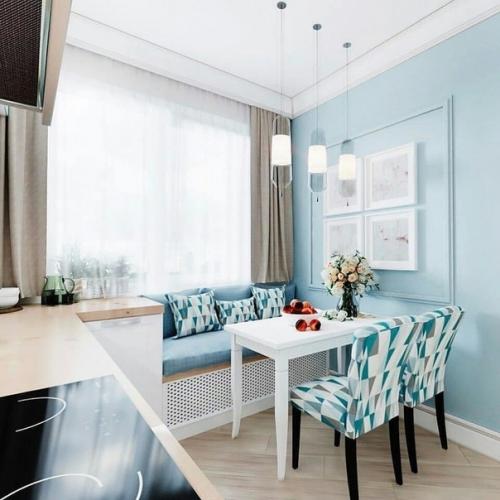 Интерьер кухни.  Как вам решение создания обеденной зоны под окном? 01