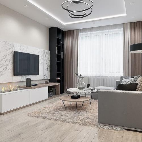 Как вам цветовое решение в этой гостиной? 01