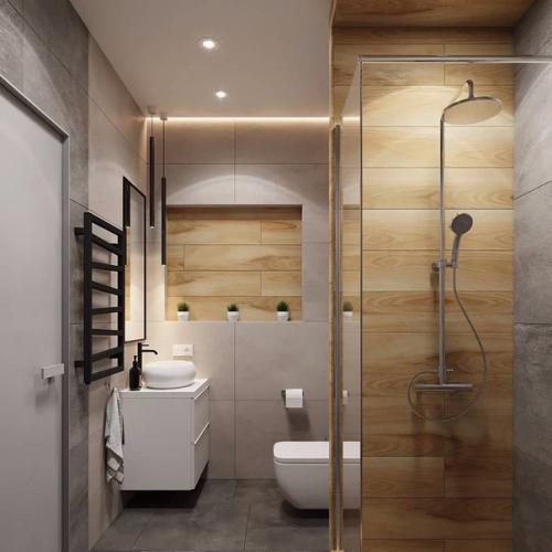 Душевая - для него, ванна - для неё.