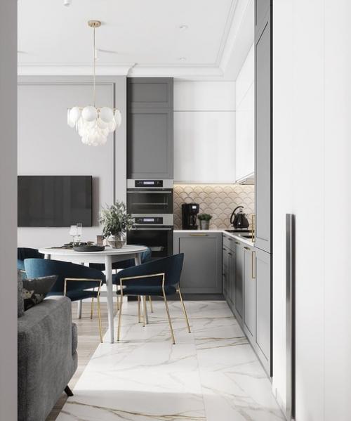 Доброе утро. Маленькая, но уютная кухня - гостиная в Москве площадью 22 кв. 05