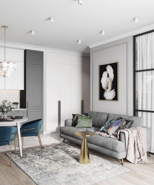 Доброе утро. Маленькая, но уютная кухня - гостиная в Москве площадью 22 кв. 01