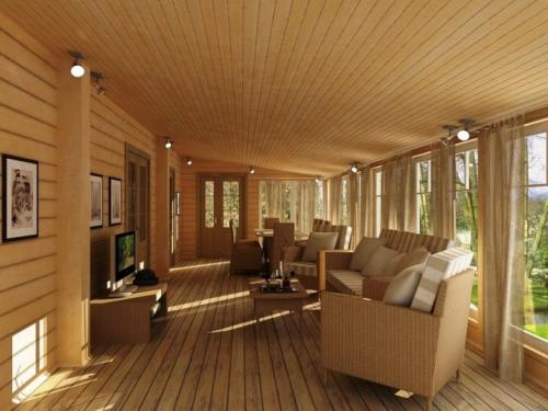 Потолок в деревянном доме. Варианты исполнения деревянного потолка 14