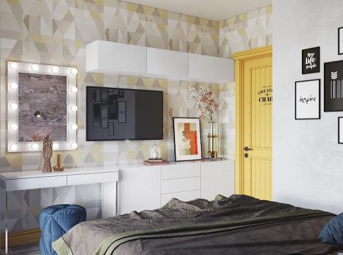 Евродвушка в стиле лофт с отдельной спальней и кабинетом 05