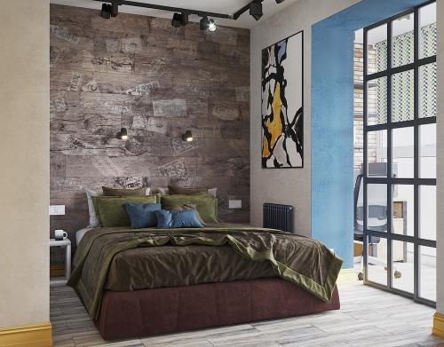 Евродвушка в стиле лофт с отдельной спальней и кабинетом 03