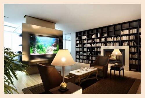 Интерьер библиотеки в доме 04