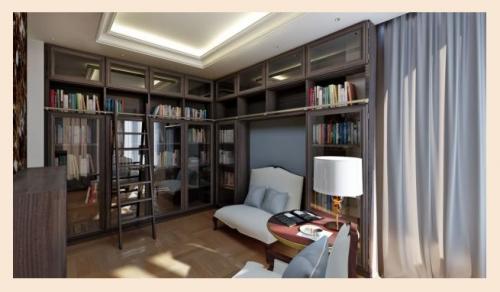 Интерьер библиотеки в доме 03