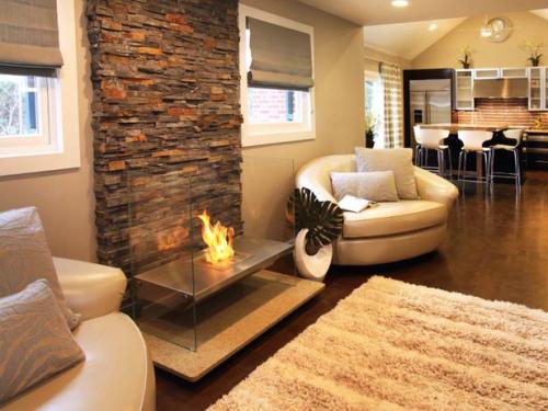 Камин в интерьере гостиной 07