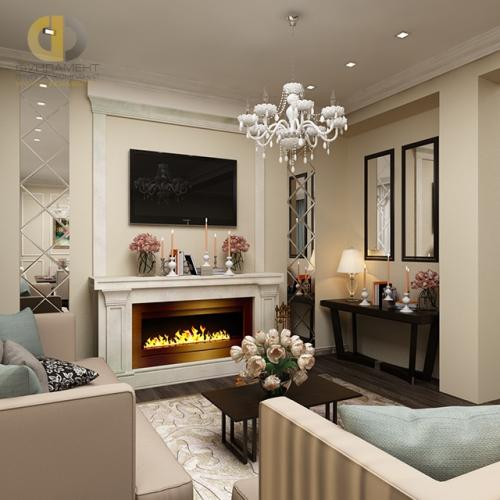 Камин в интерьере гостиной 03