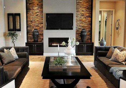 Камин в интерьере гостиной 04