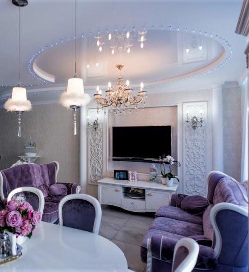 Двухуровневый натяжной потолок 07