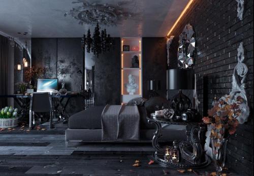 Сочетание кирпичной стены и обоев. Обои под кирпич в разных стилях