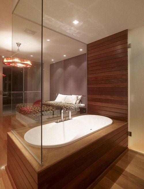 Спальня с выходом в ванную. Спальня, совмещенная с ванной комнатой