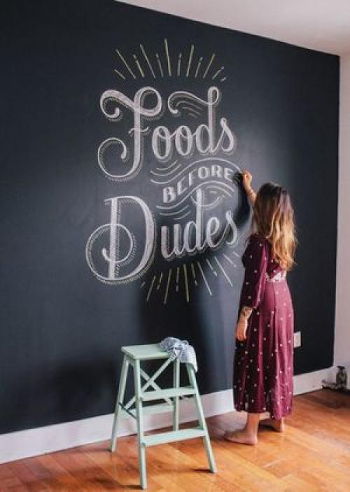 Грифельная стена на кухне. Как и где использовать 21