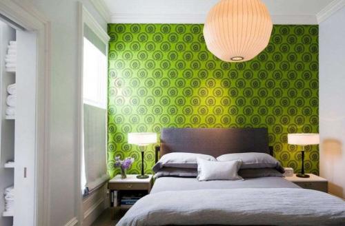 Спальня в желто-зеленых тонах. Концепции оформления