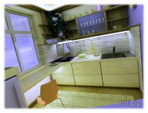 Кухня два на два. Расположение мебели 10