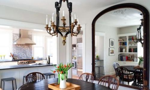 Зеркала в интерьере кухни. Размещаем зеркало на кухне над обеденным столом