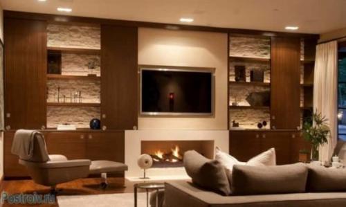 Декоративная стена под телевизор. Дизайн стены с телевизором в гостиной — фото примеров