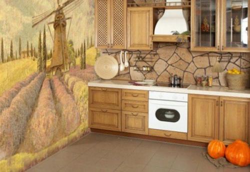 Рисунки на стенах кухни. Обои