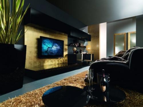 Декоративная стена под телевизор. Дизайн стены с телевизором в гостиной — фото примеров