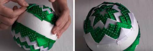 Бантик на новогодний шарик. Как украсить шары ленточками