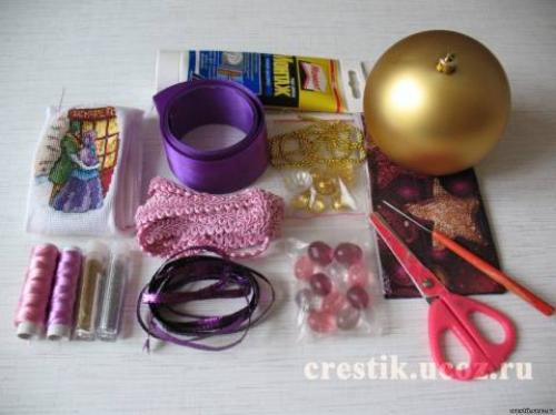 Новогодние шары из атласных лент. Мастер-класс «Новогодние шары из лент» 34