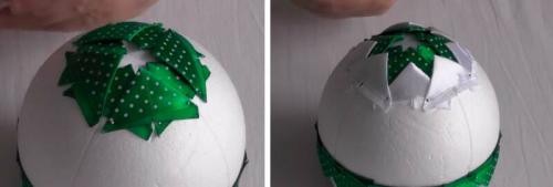 Бантик на новогодний шарик. Как украсить шары ленточками