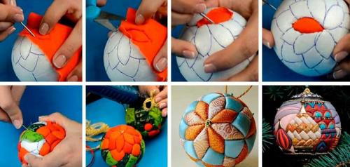 Бантик на новогодний шарик. Как украсить шары ленточками