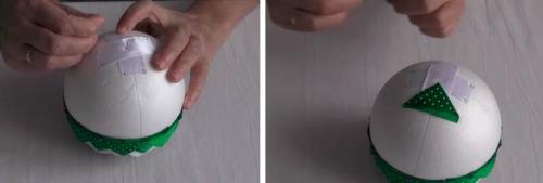 Бантик на новогодний шарик. Как украсить шары ленточками