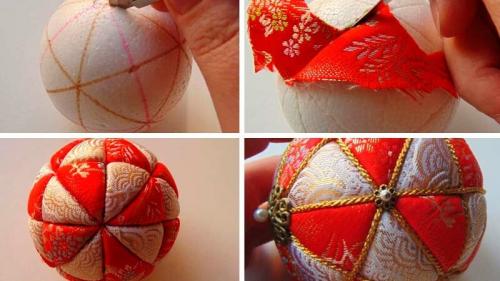 Бантик на новогодний шарик. Как украсить шары ленточками