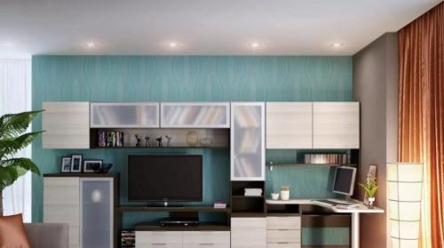 Компьютерный стол стенка. Стенки с компьютерным столом в гостиную