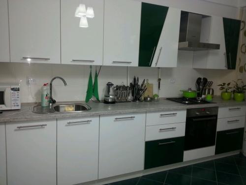 Дизайн кухни зеленого цвета с яблоками. Преимущества бело-зеленых тонов на кухне