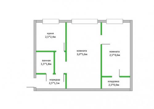 Планировка квартиры хрущевка 2 комнаты