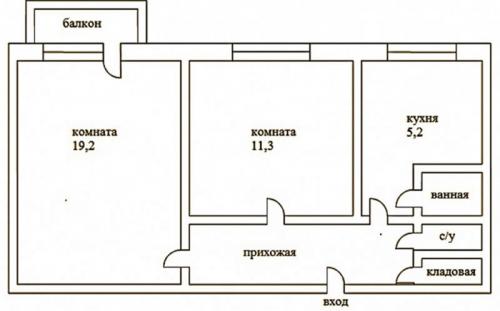 Планировка хрущевки 2 комнаты с размерами