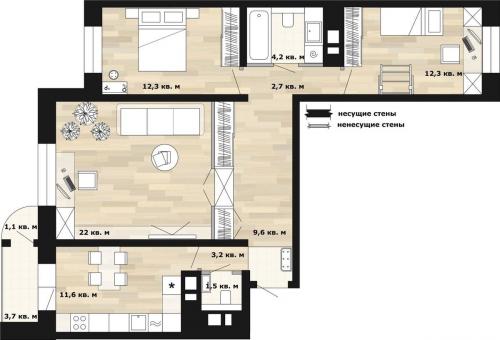 Перепланировка 4 комнатной квартиры 62 кв м. Перепланировка трёшки в типовой панельке: 7 схем (бесплатно)