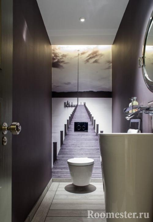 Туалет с окном. Цветовые решения