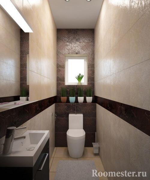 Туалет с окном. Цветовые решения