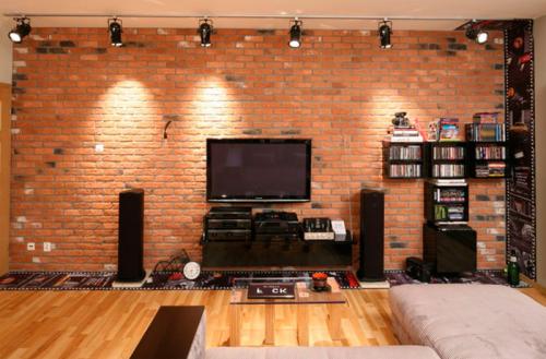 Кирпичные стены в интерьере белые. Белая кирпичная стена в гостиной 26