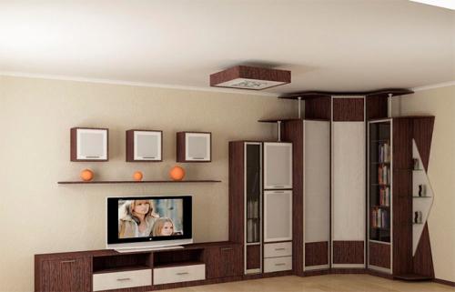 Встроенный угловой шкаф в гостиную. Угловой шкаф в гостиную — современные варианты