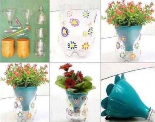 Как из пластиковой бутылки сделать вазу. Как сделать вазу из стеклянной бутылки 16
