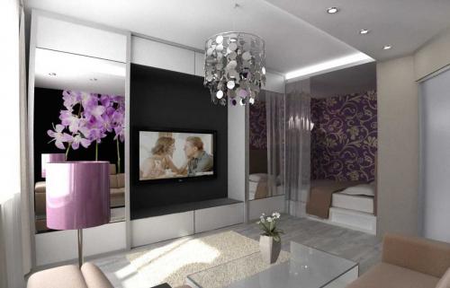 Совместить спальню и гостиную в одной комнате с раздвижными дверцами. Спальня и гостиная в одной комнате? Решение есть!