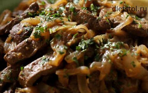 Как пожарить печень без муки. Печень жареная с луком