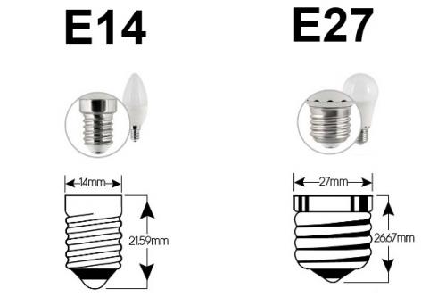 E27 e14. В чём разница между цоколем Е14 и Е27