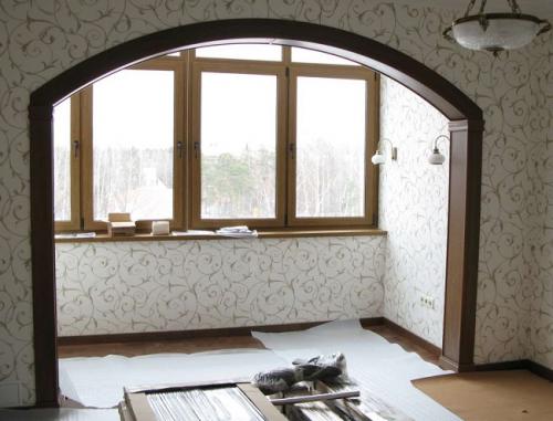Комната с балконом дизайн. Создание арки для выхода на балкон 03
